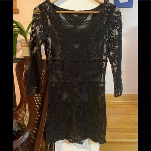 BLACK CROCHET LACE COVER UP